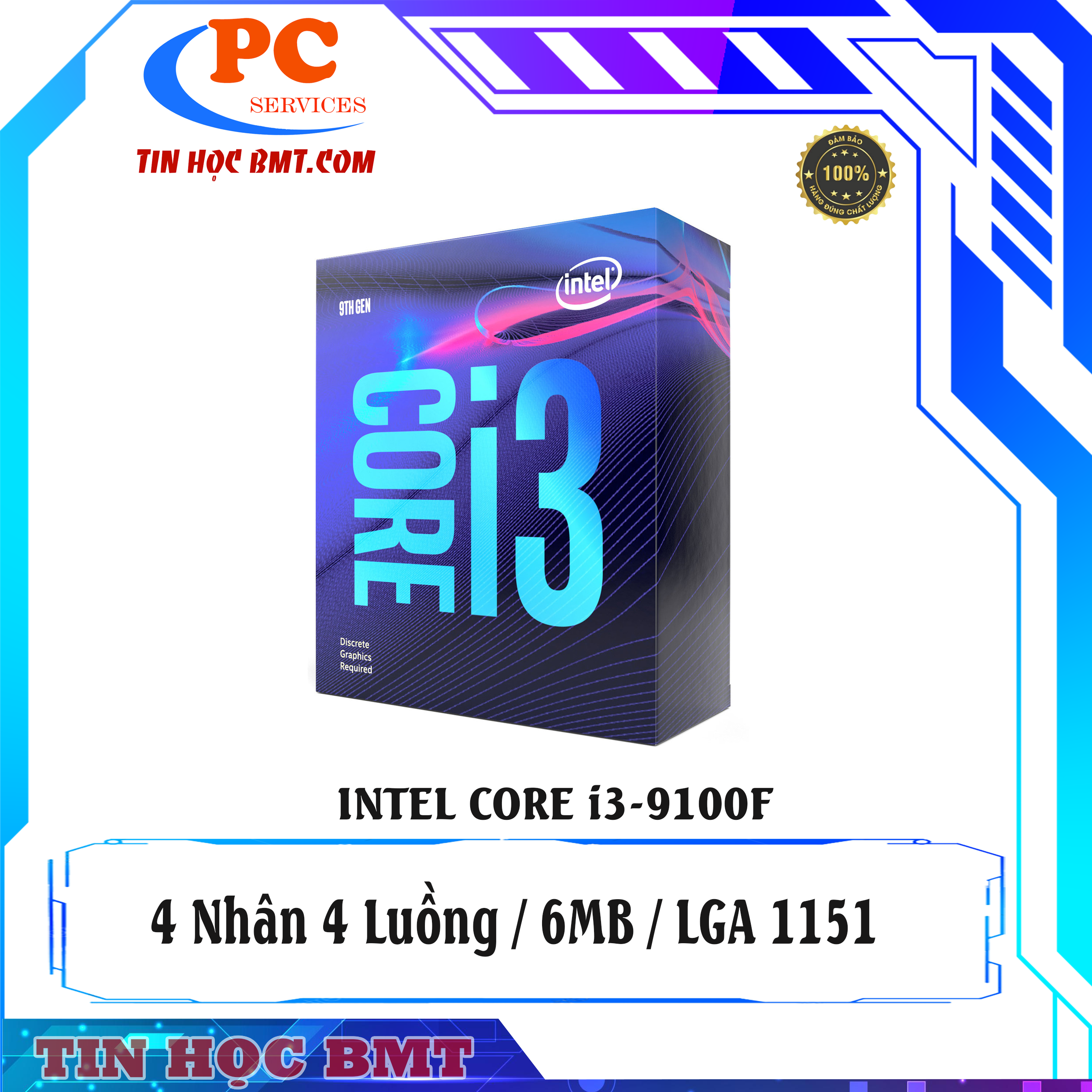 CPU Intel Core i3 9100F QSD | 4.20GHz, 6M, 4 Cores 4 Threads
