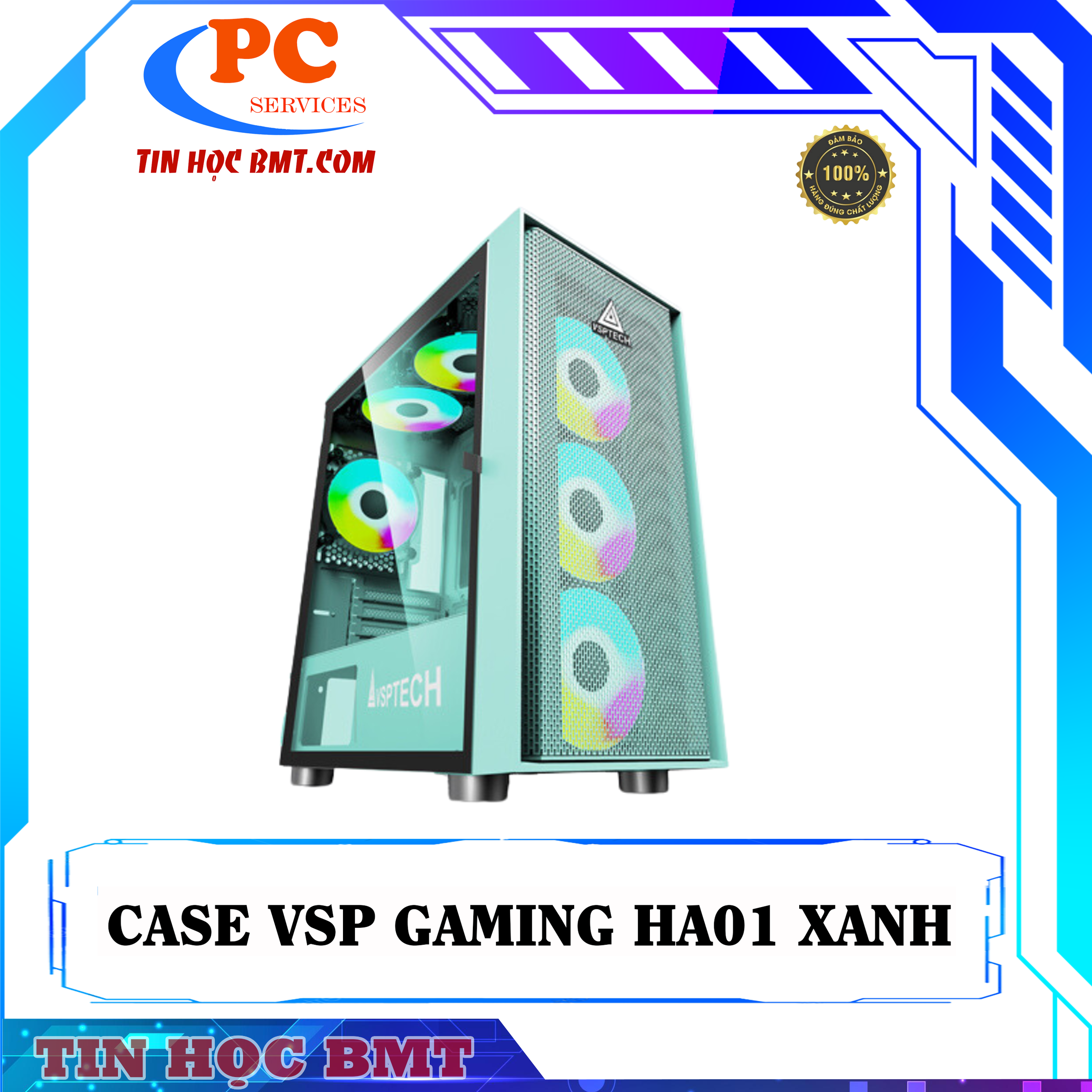 CASE MÁY TÍNH VSPTECH GAMING HA01 - XANH