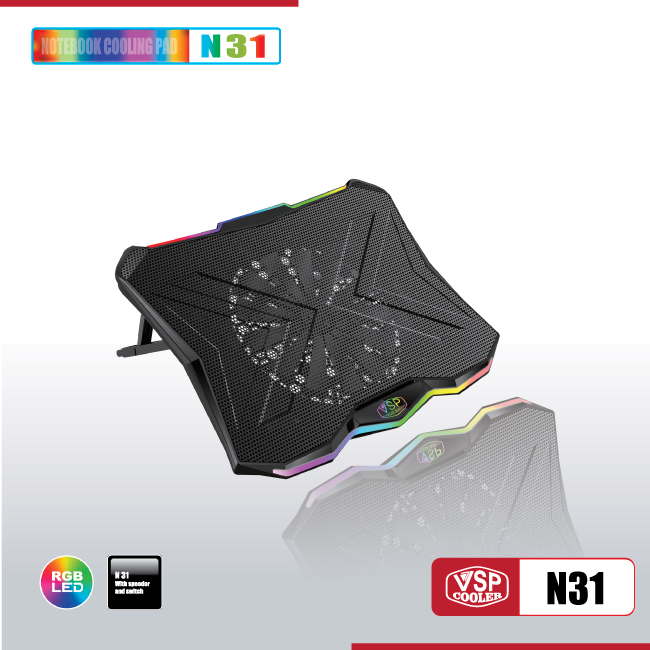 Fan tản hiệt cho laptop Notebook cooler pad N31 LED RGB