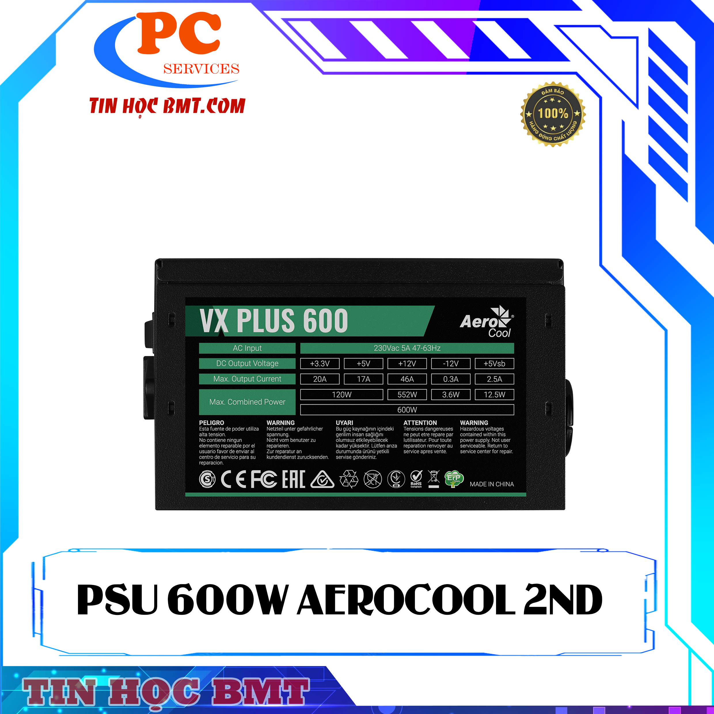 Nguồn máy tính Aerocool VX PLUS 600 2nd