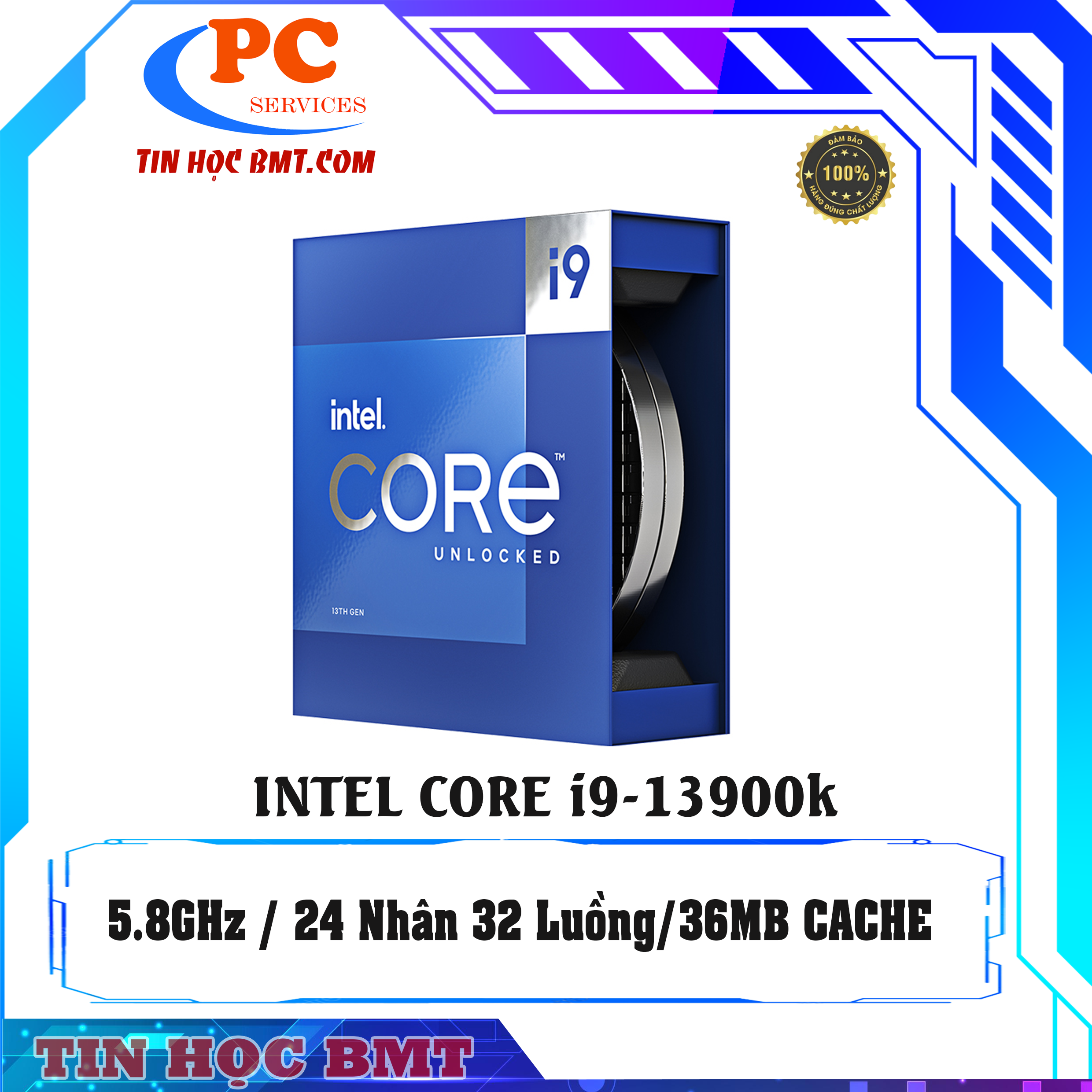 Bộ vi xử lý Intel Core i9 13900K  (3.0GHz Turbo 5.8GHz / 24 Nhân 32 Luồng / 36MB)