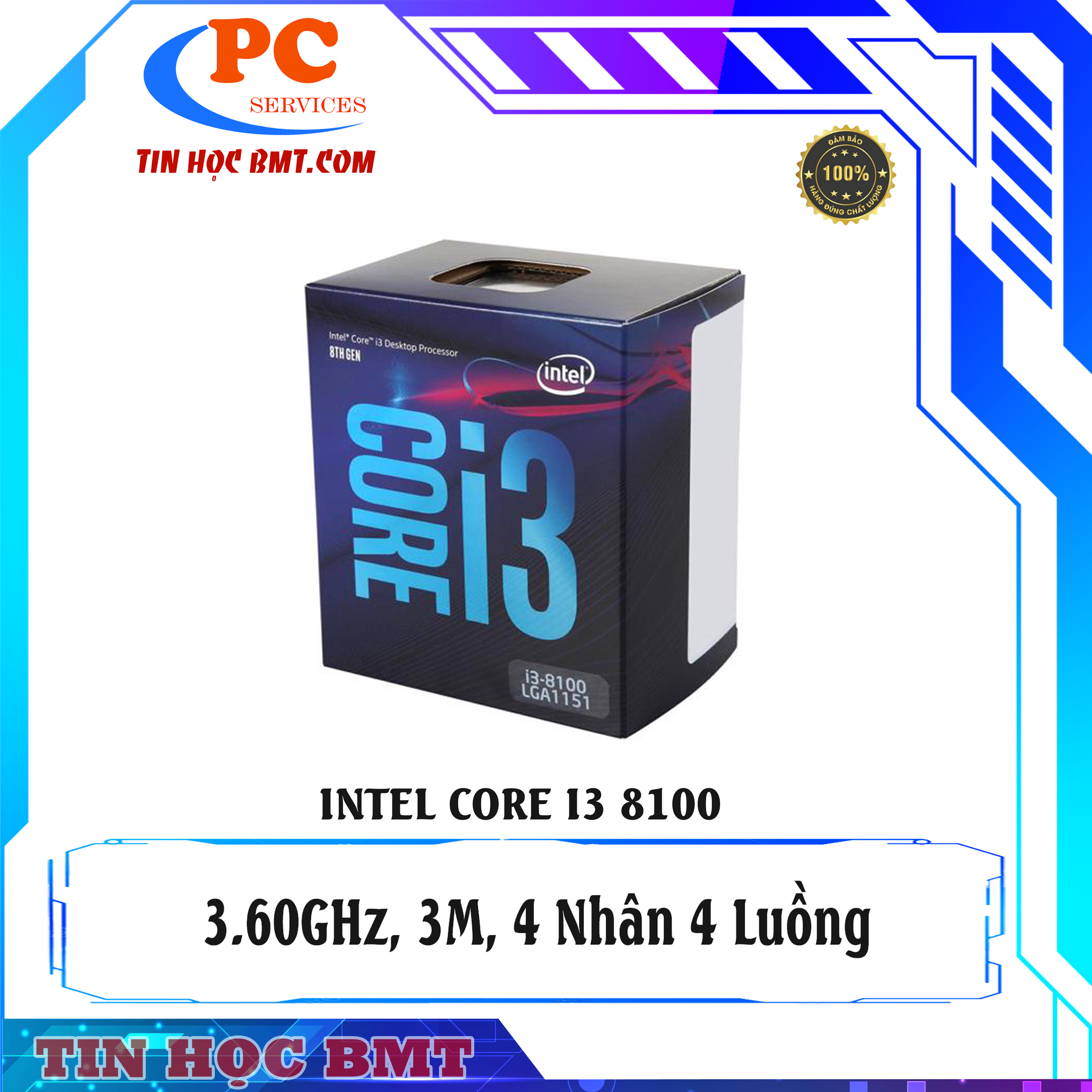 CPU Intel Core i3 8100 (3.60GHz, 6M, 4 Cores 4 Threads) 2nd