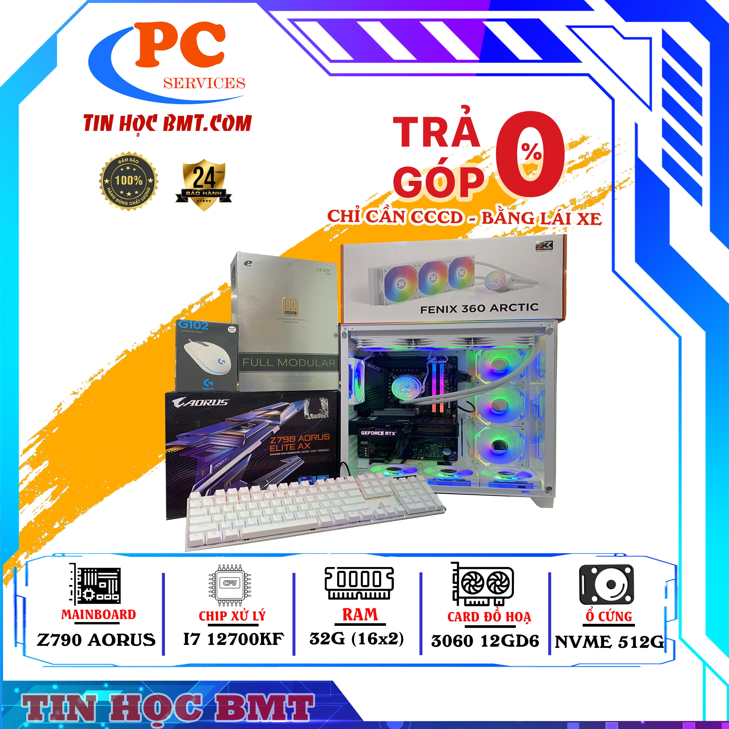 PC Gaming  | Intel I7 12700KF/ RTX 3060 12G/ RAM 32GB/ SSD NVME 512GB