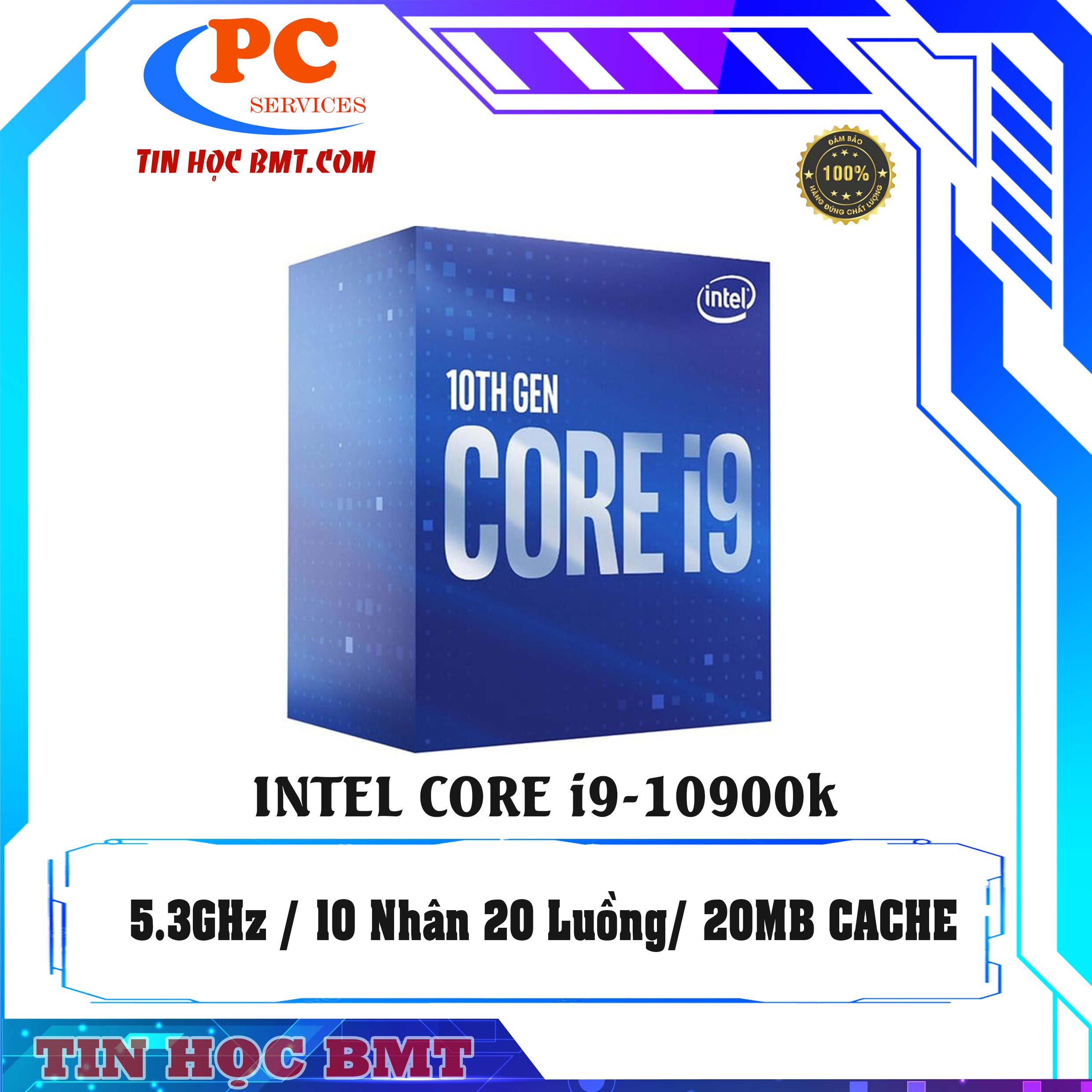 Bộ vi xử lý Intel Core i9 10900K (3.7GHz Turbo 5.3GHz / 10 Nhân 20 Luồng / 20MB )