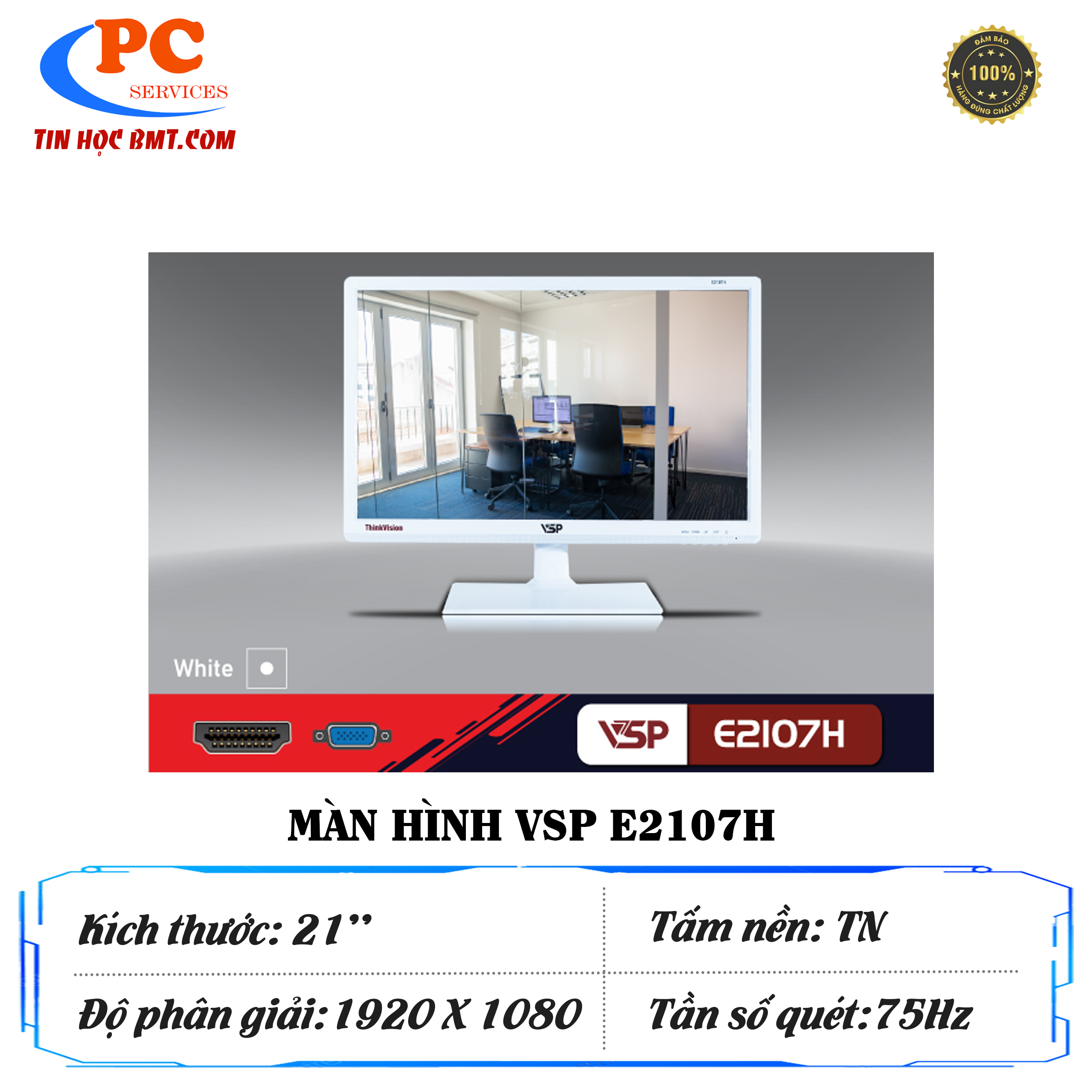 Màn hình LED VSP 21 inch E2107H trắng (HDMI - VGA - FullHD)