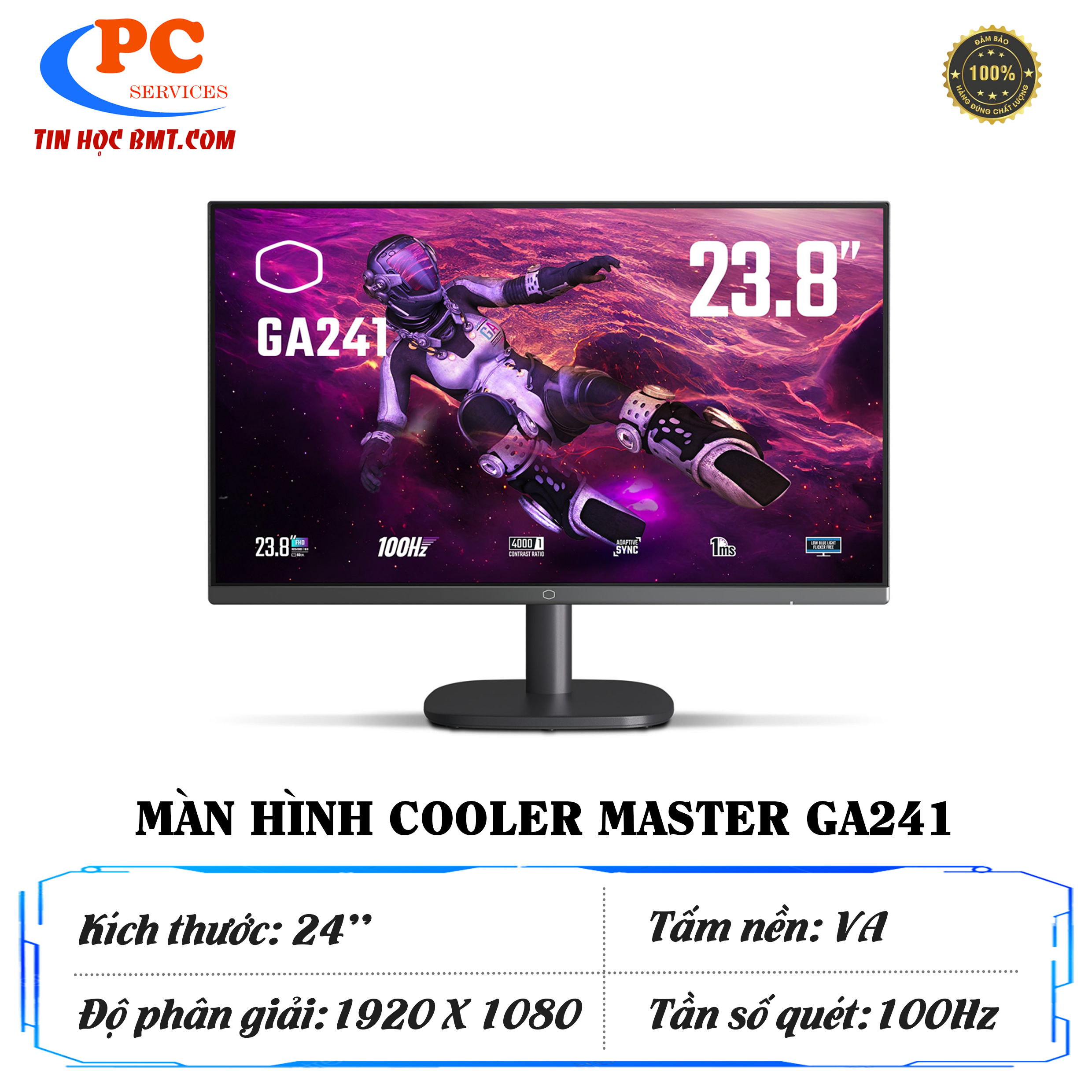 Màn Hình Cooler Master GA241 (23.8 inch - FHD - VA - 100Hz - 1ms - AdaptiveSync)