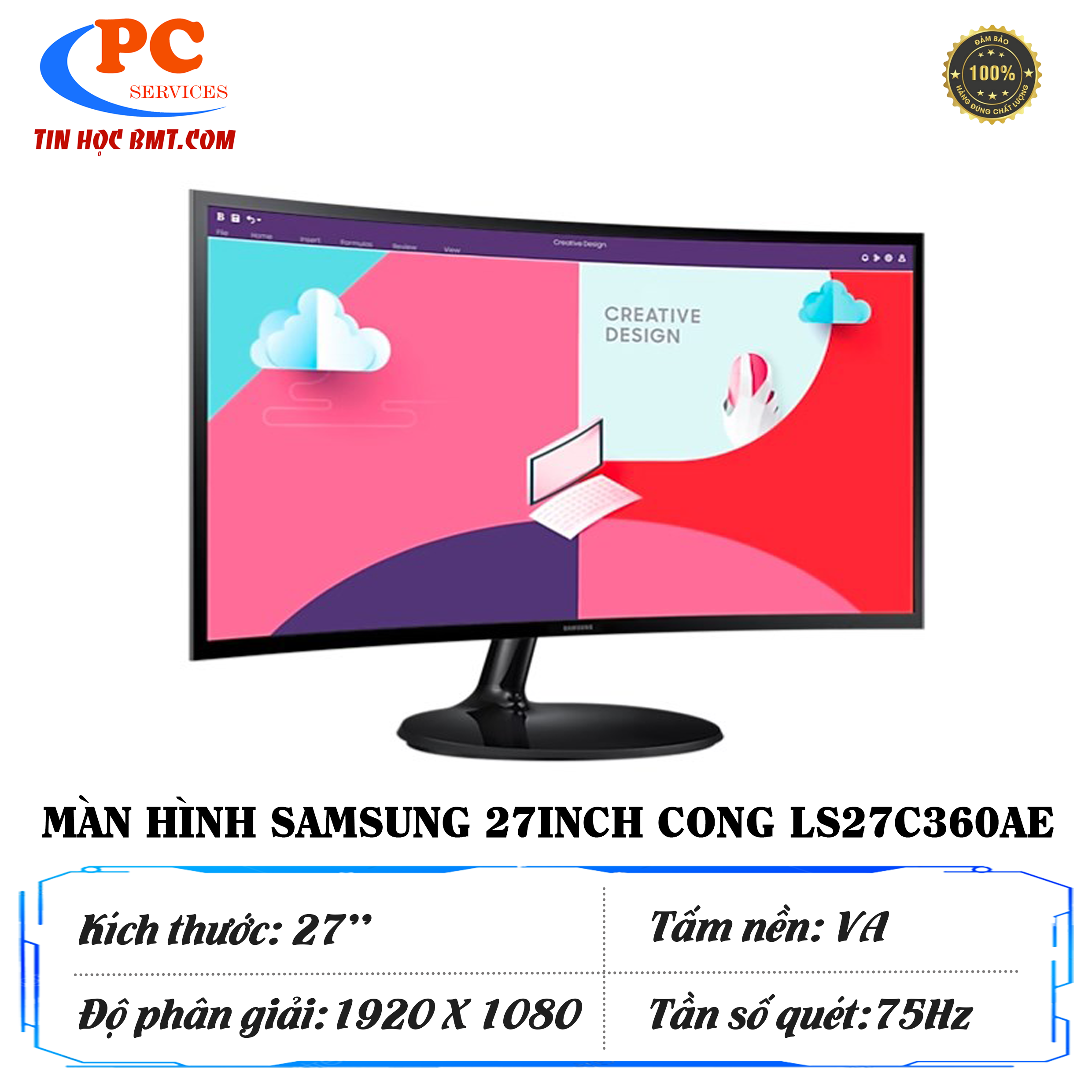 Màn Hình Cong SAMSUNG LS27C360EAEXXV (27.0 inch - FHD - VA - 75Hz - 4ms - FreeSync)