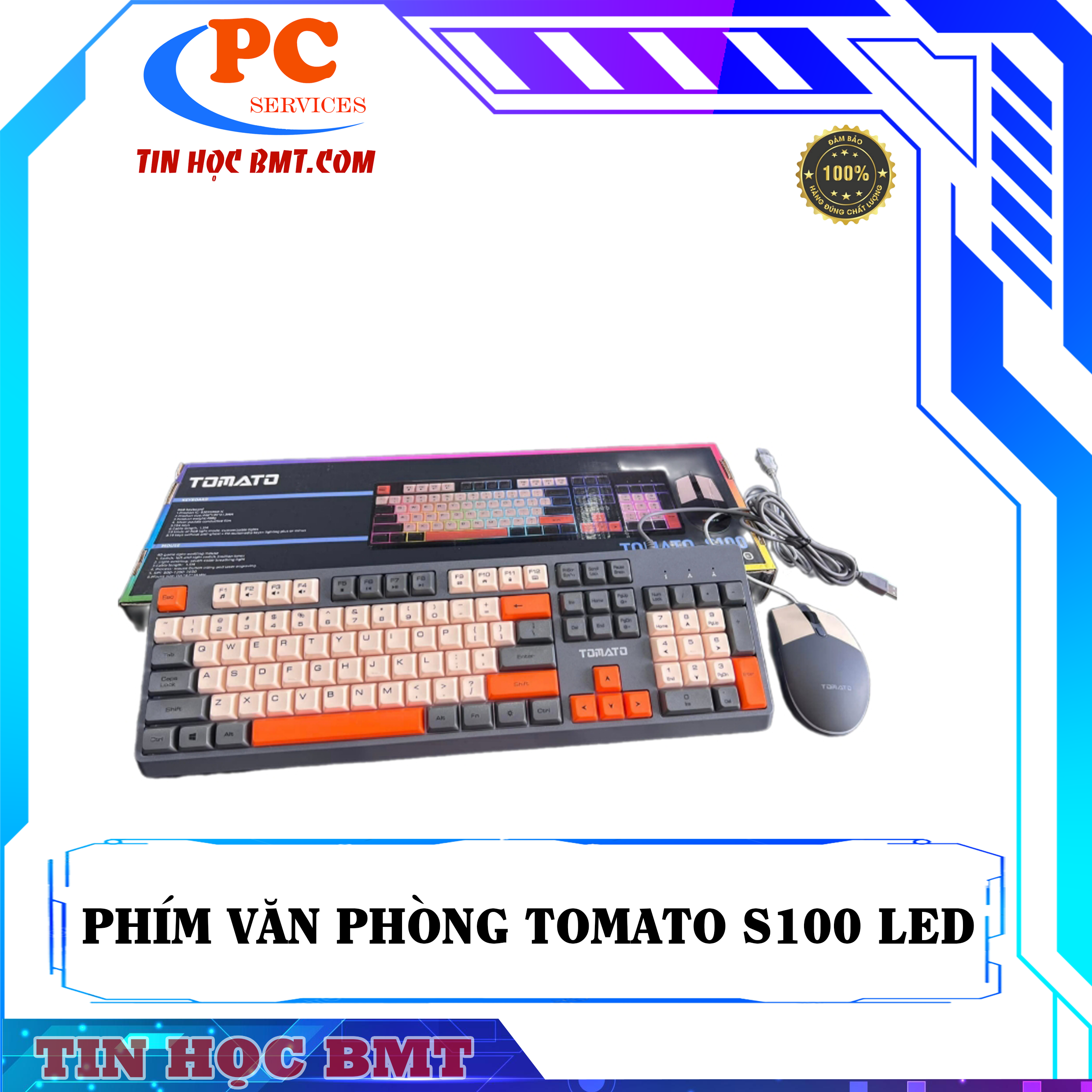 Combo bàn phím + chuột giả cơ Tomato S100 LED