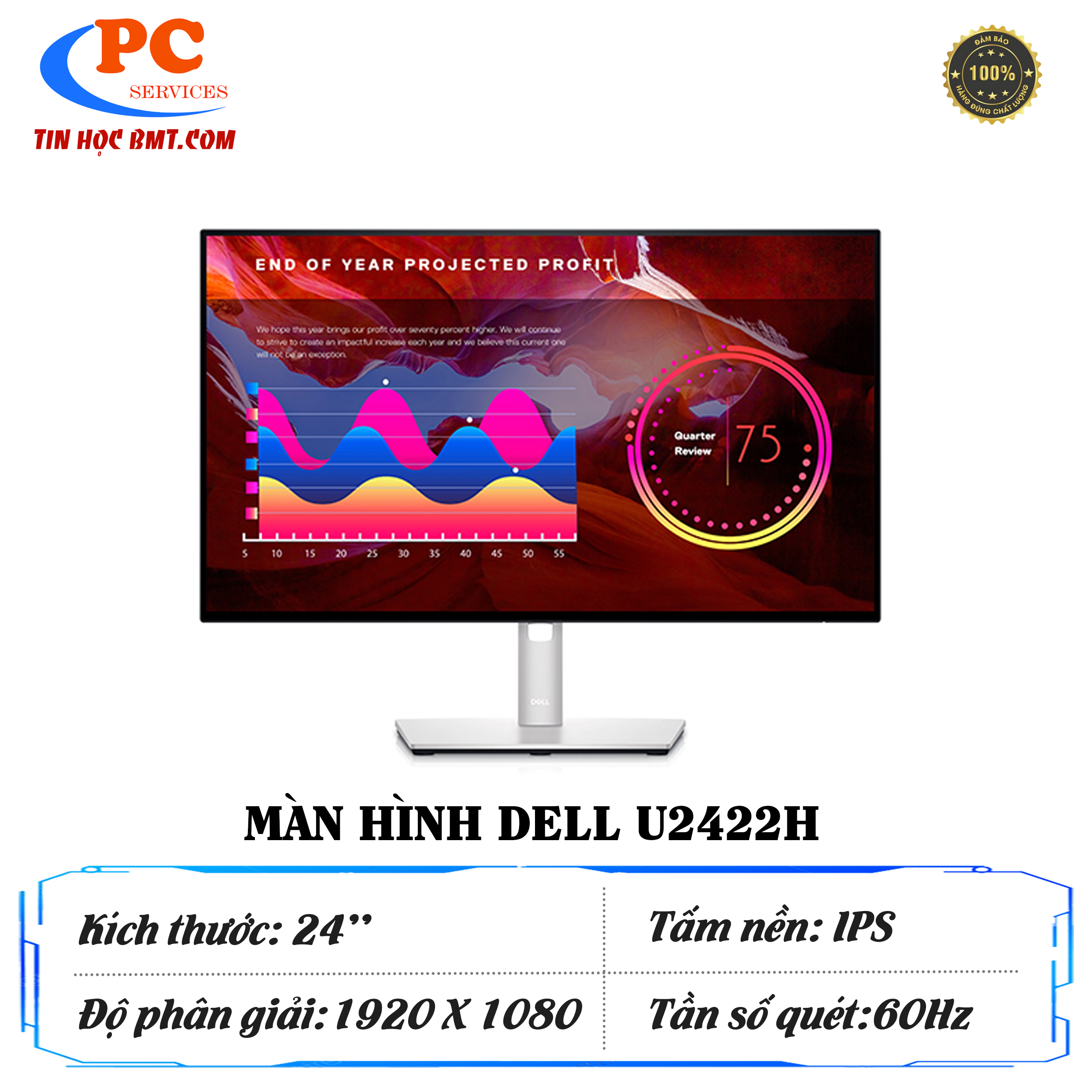 Màn Hình Dell UltraSharp U2422H (23.8 inch - FHD - IPS - 60Hz - 5ms - USB TypeC)