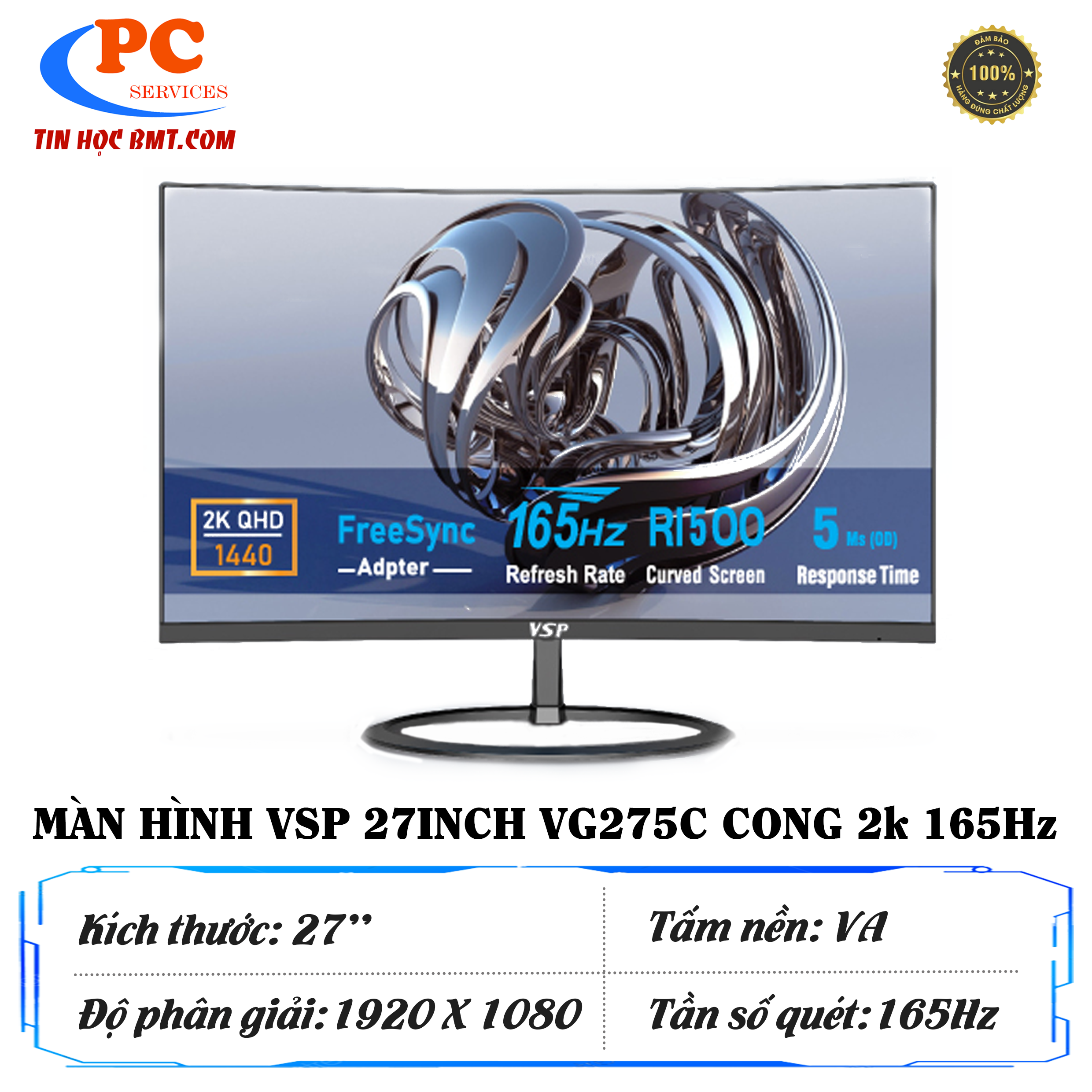 Màn hình Cong VSP 27inch 2K eSport Gaming VG275C