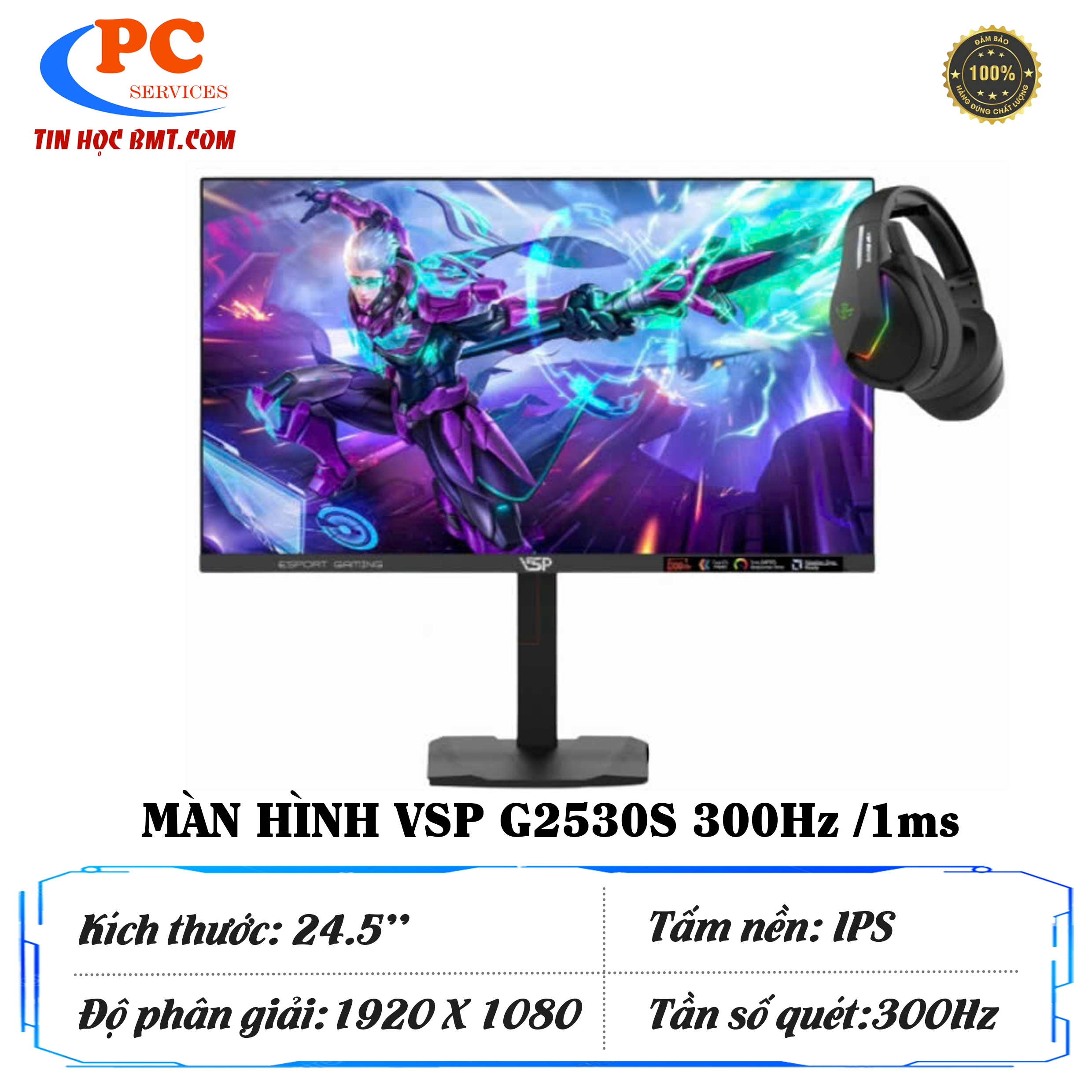 Màn hình VSP G2530S3 (24.5Inch/ FHD/ Fast IPS/ 300Hz/ 1ms/ Black)