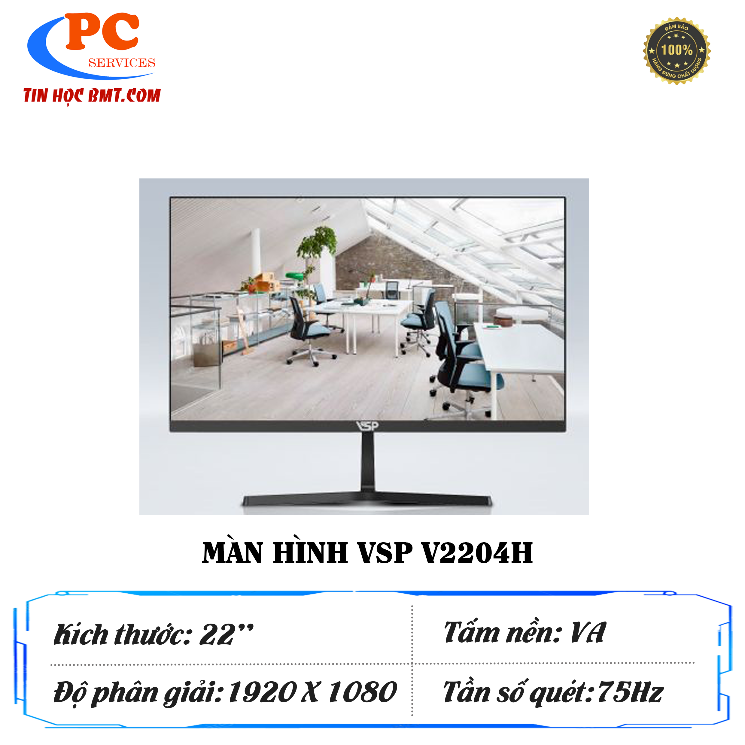 Màn hình phẳng VSP V2204H - 75Hz - Đen