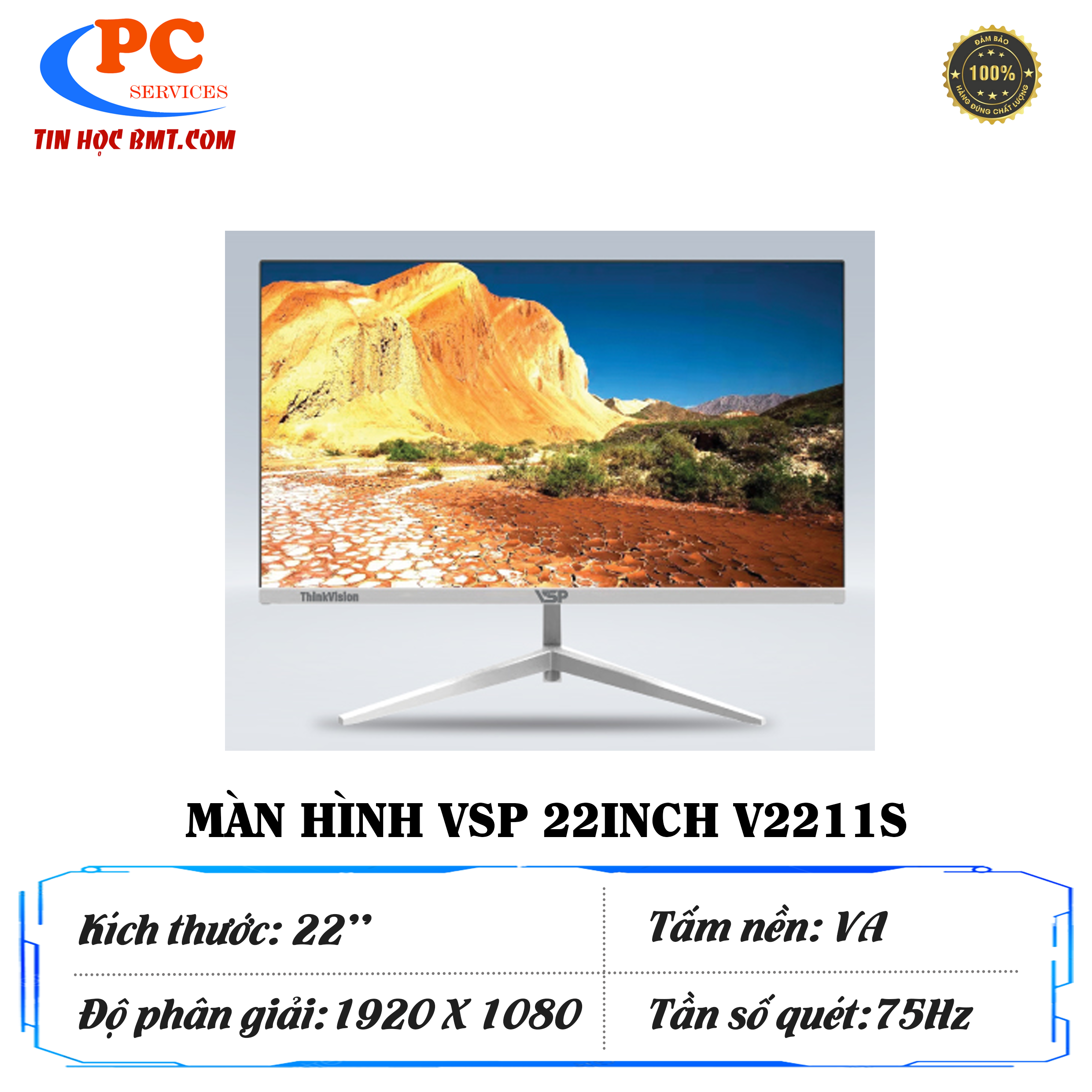 Màn hình LED ThinkVision 22inch V2211S - Đen