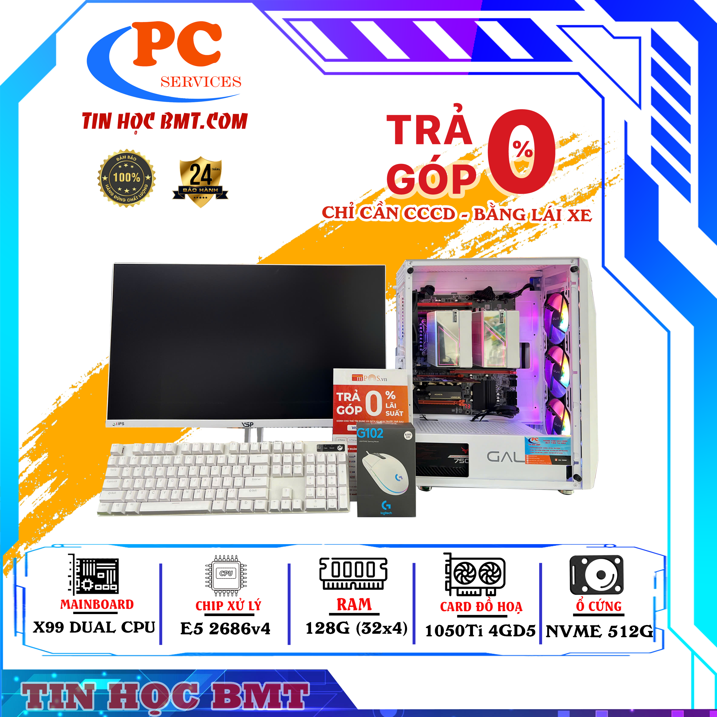 PC XEON  | XEON E5 2686V4/ GTX 1050Ti 4GD5/ RAM 128G ECC 2133/ SSD NVME 512GB