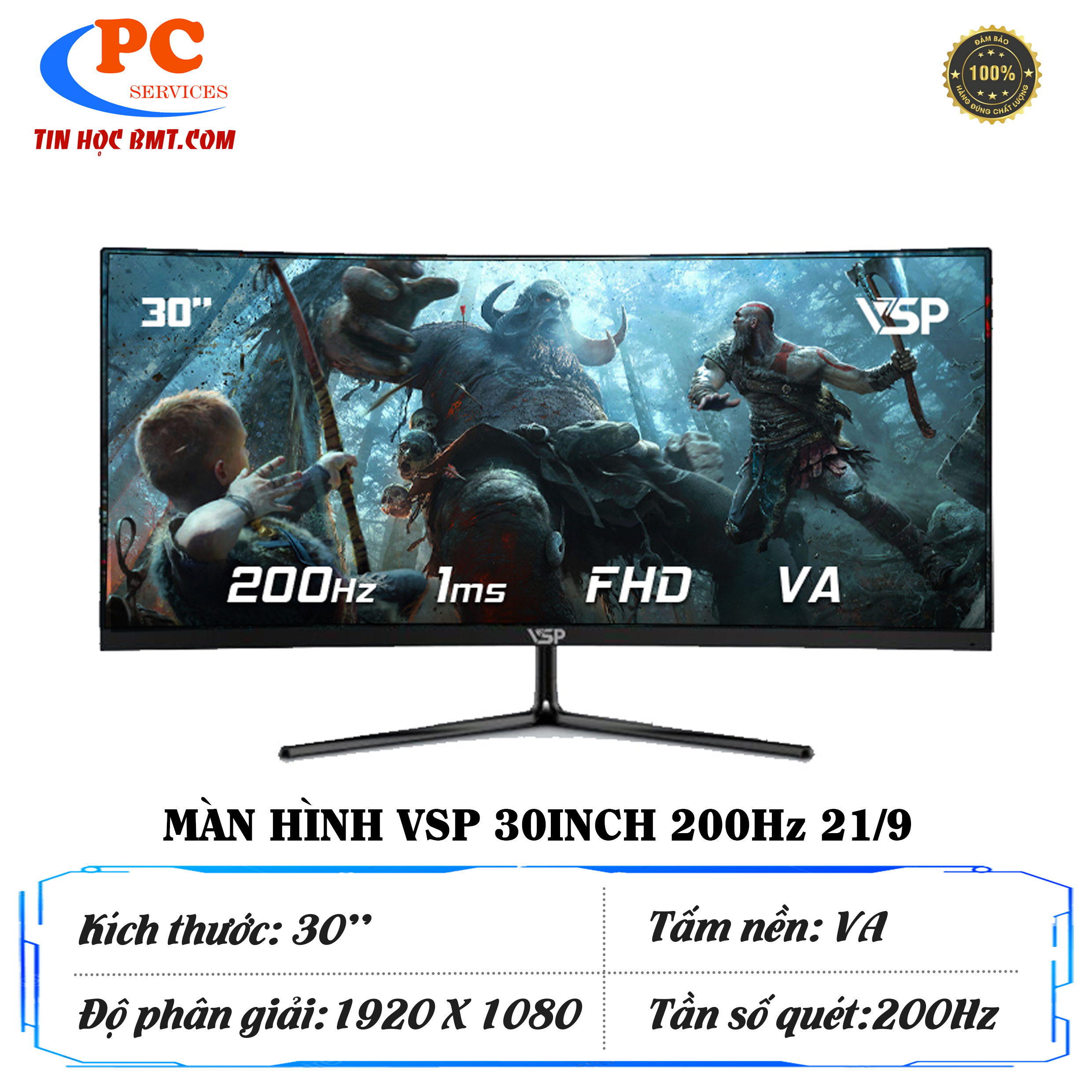 Màn hình VSP VA3020V (30 inch/WFHD/VA/200Hz/1ms/Cong)