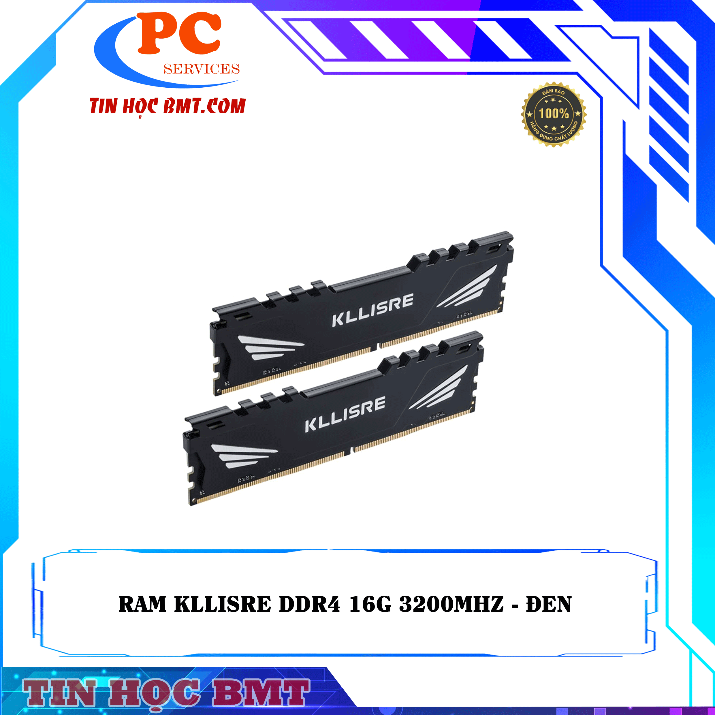 RAM PC KLLISRE DDR4 16GB 3200MHz - ĐEN
