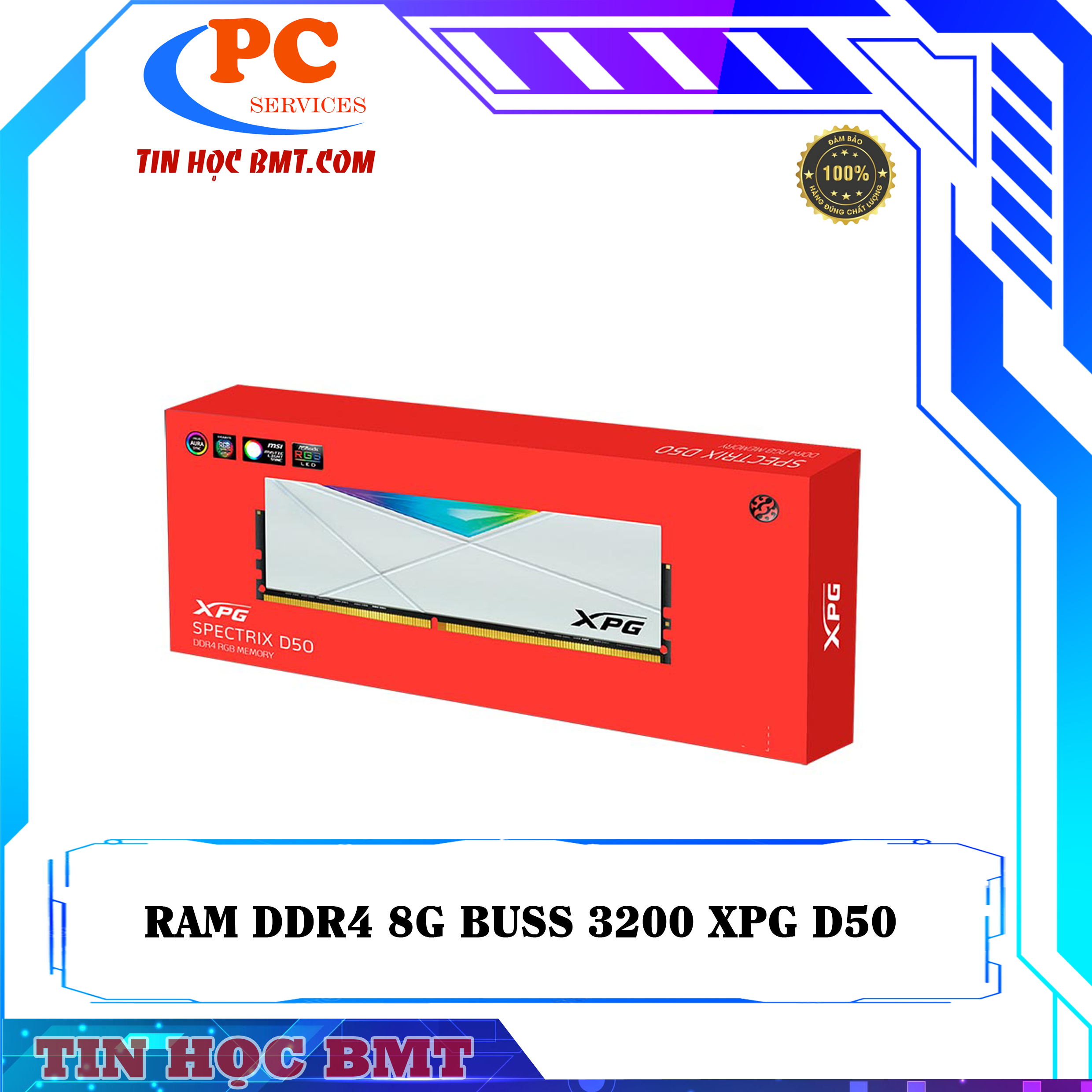 Ram DDR4 Adata 8GB 3200Mhz XPG Spectrix D50 RGB