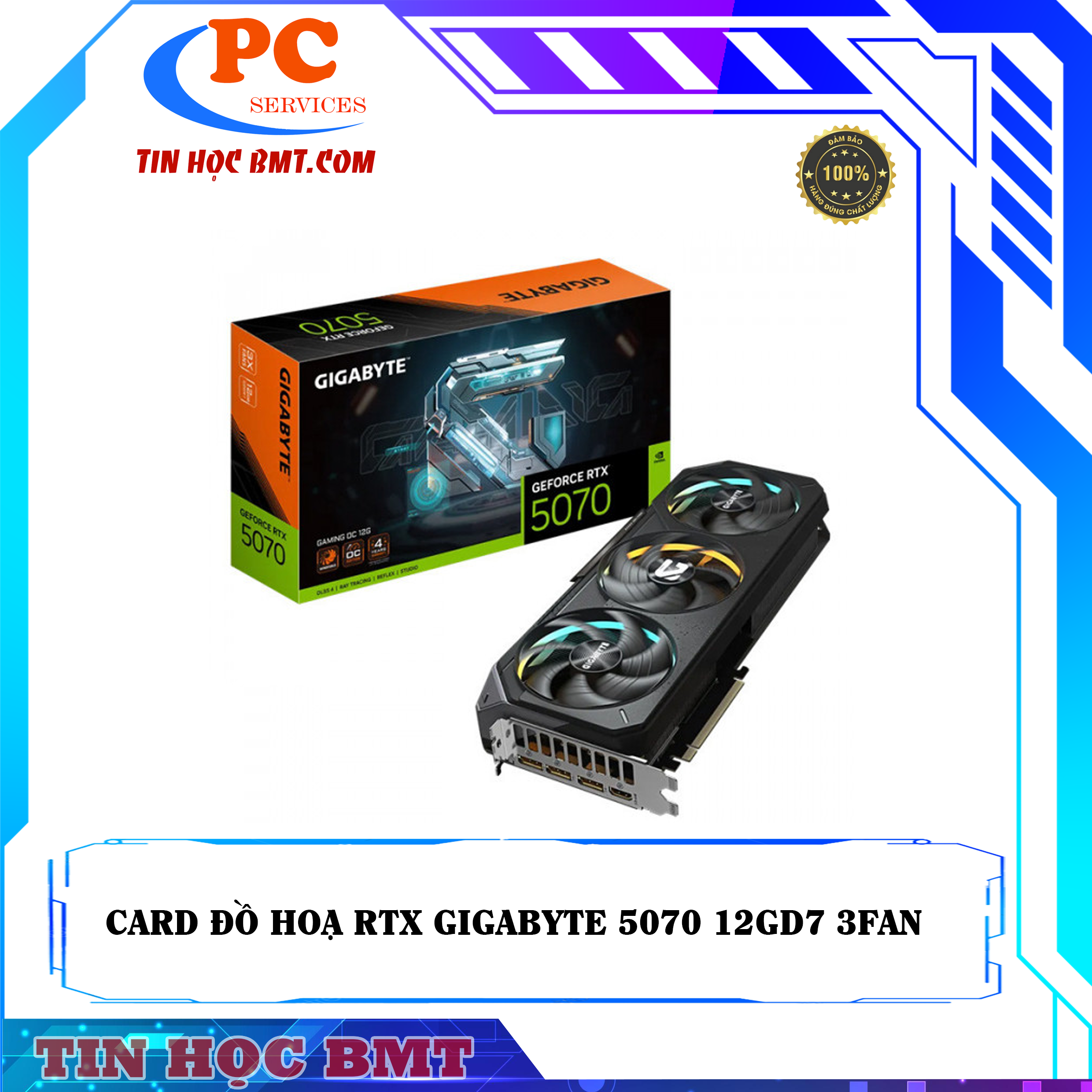 VGA GIGABYTE GEFORCE RTX 5070 GAMING OC 12G (GDDR7, 192-bit, HDMI +DP, 1x16-pin)