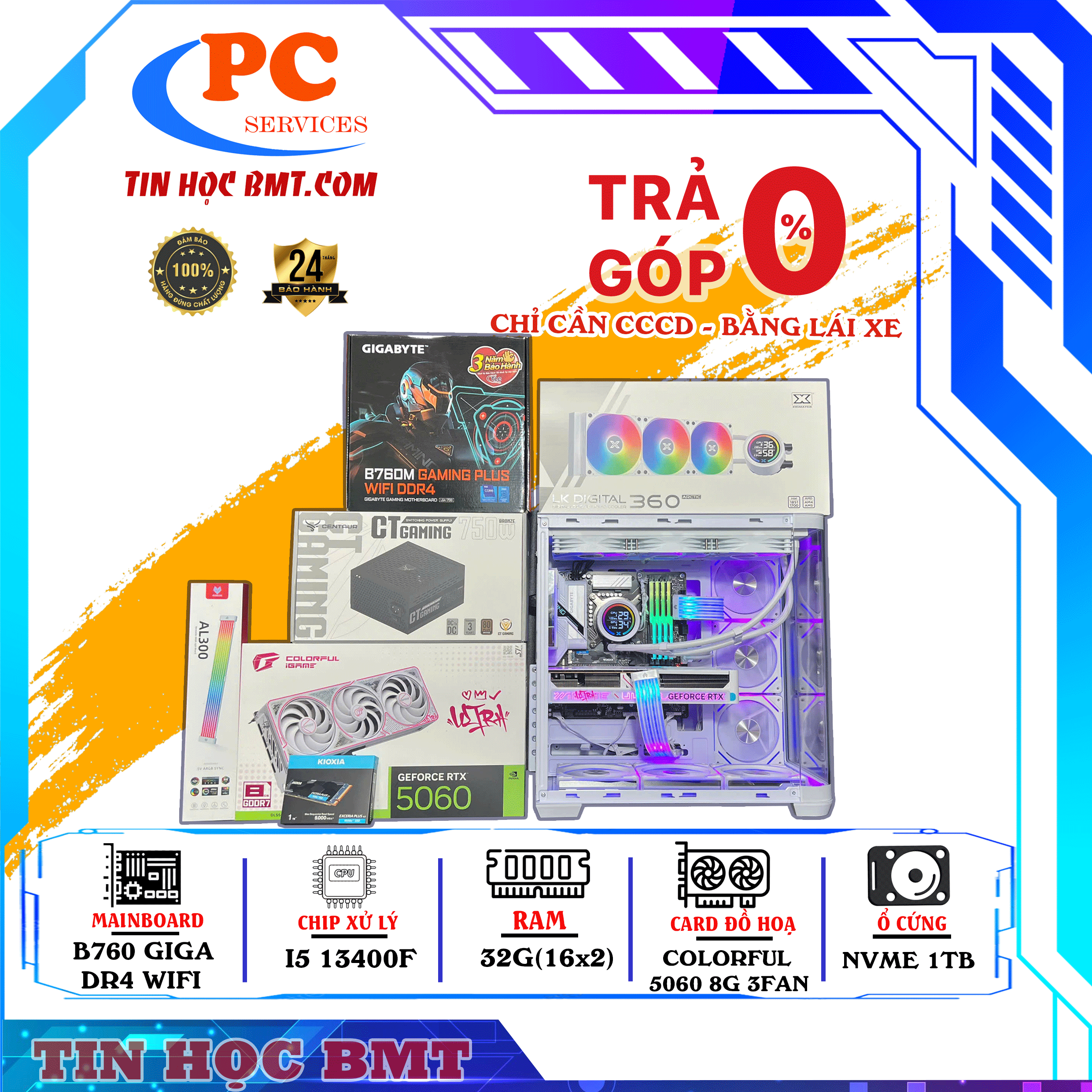 PC Gaming  | Intel i5 13400F/ RAM 64G BUS 3600/ CARD 5060 8G 3FAN