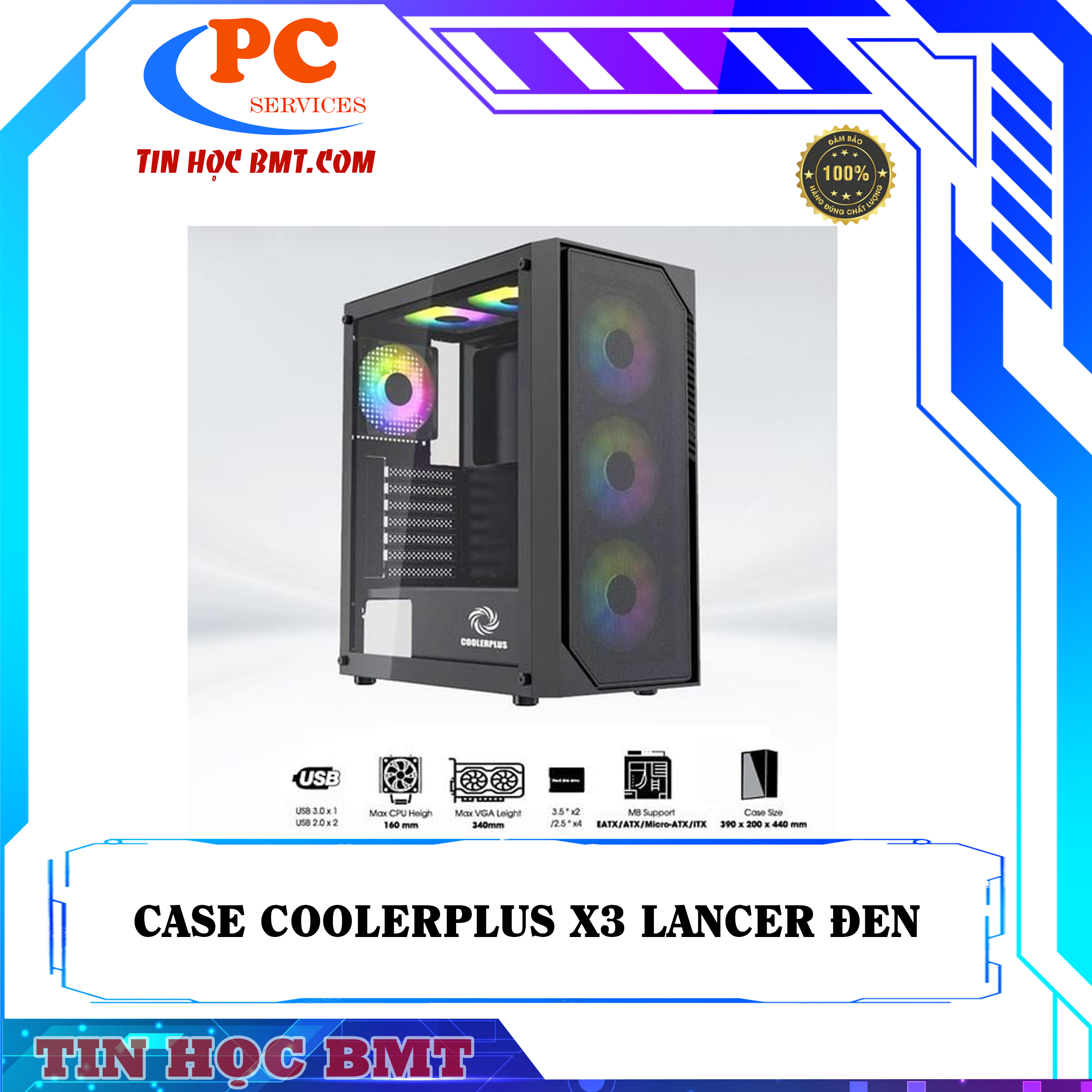 Case COOLERPLUS X3 Lancer đen - NEW