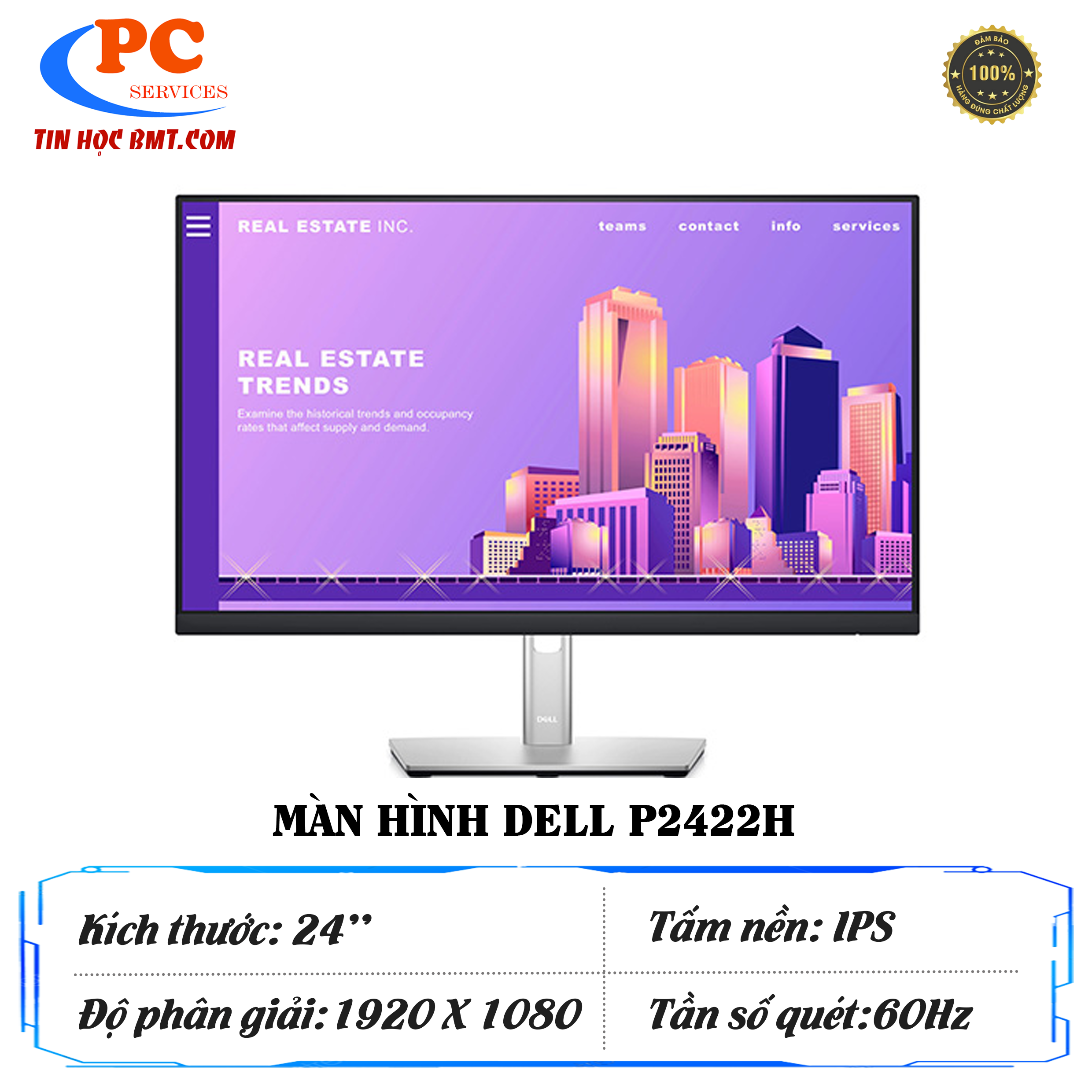 Màn hình Dell P2422H (23.8inch/FHD/IPS/60Hz/5ms) - 2ND