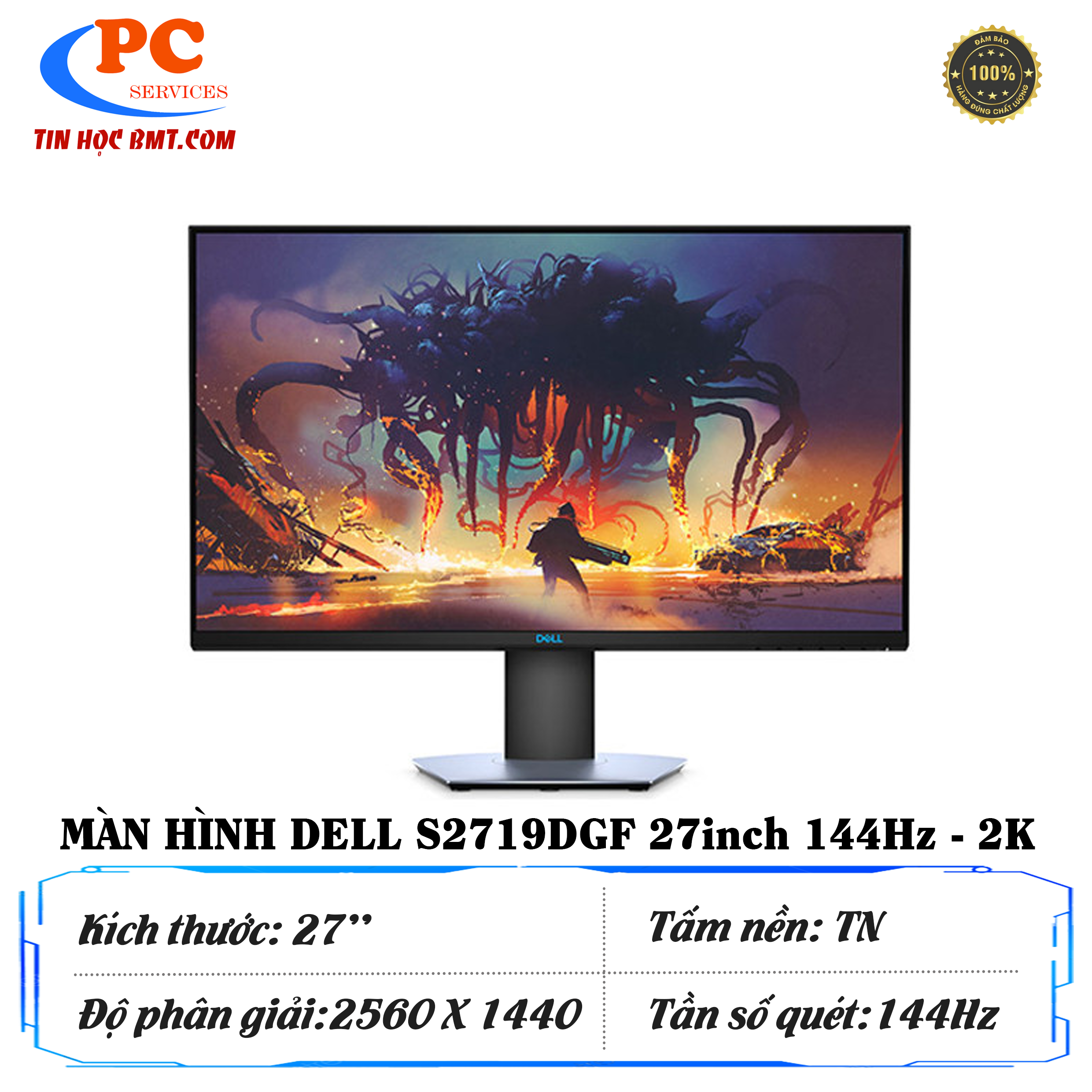 Màn Hình Dell S2719DGF 2K (27 inch, 2560 x 1440, TN, 144Hz, 1ms)