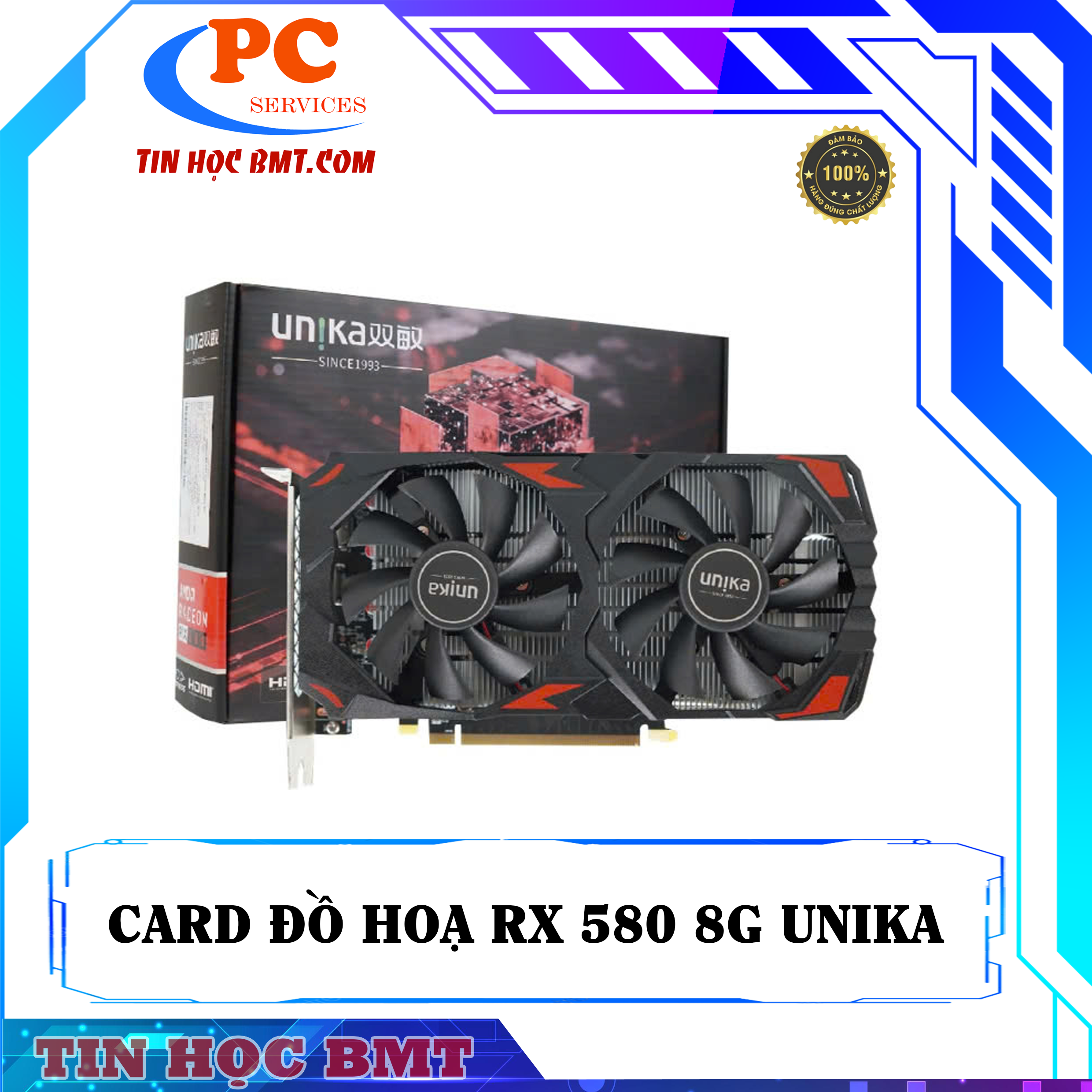 Card màn hình VGA UNIKA SNIPER RX580 8G 2 Fan ĐEN