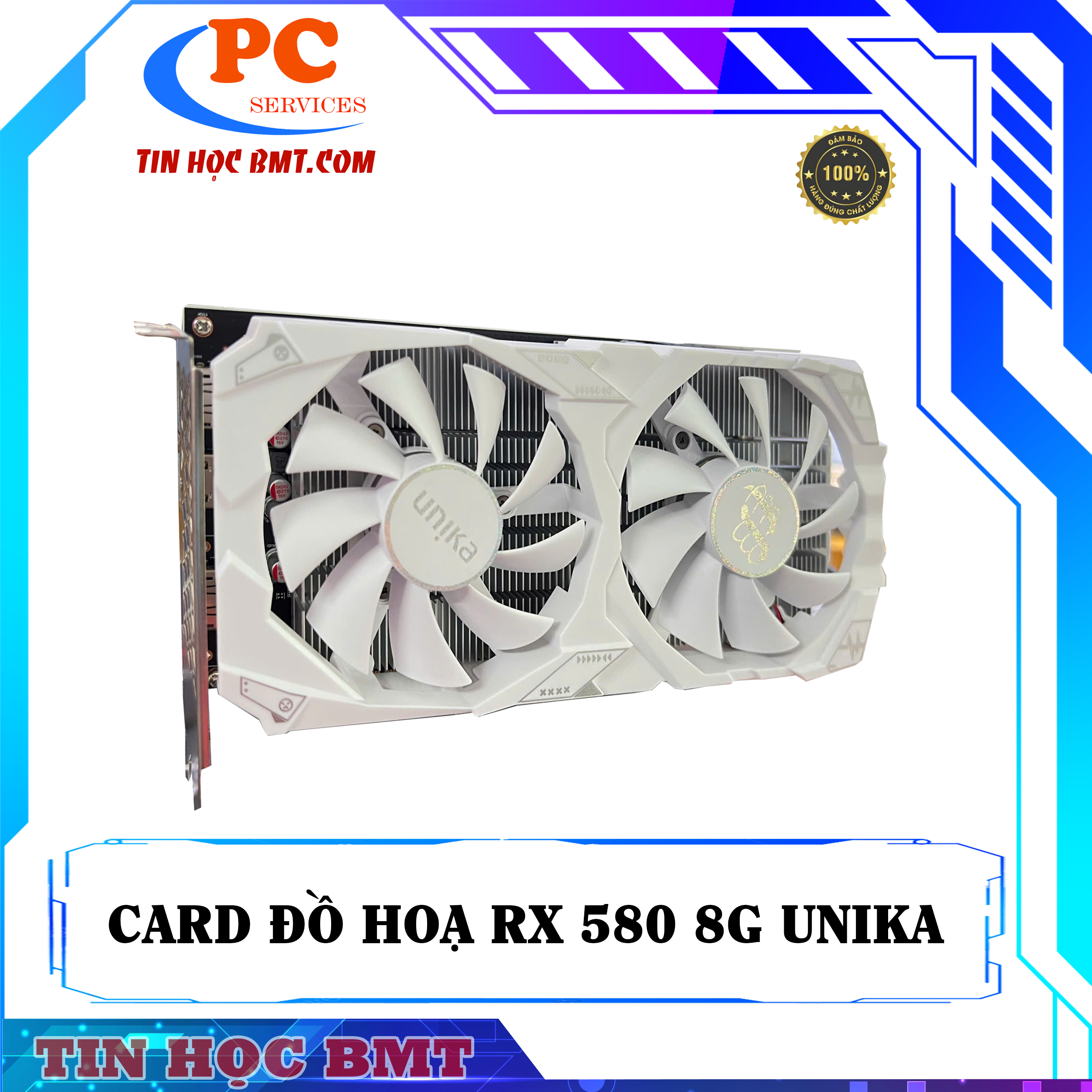 Card màn hình VGA UNIKA SNIPER RX580 8G 2 Fan TRẮNG