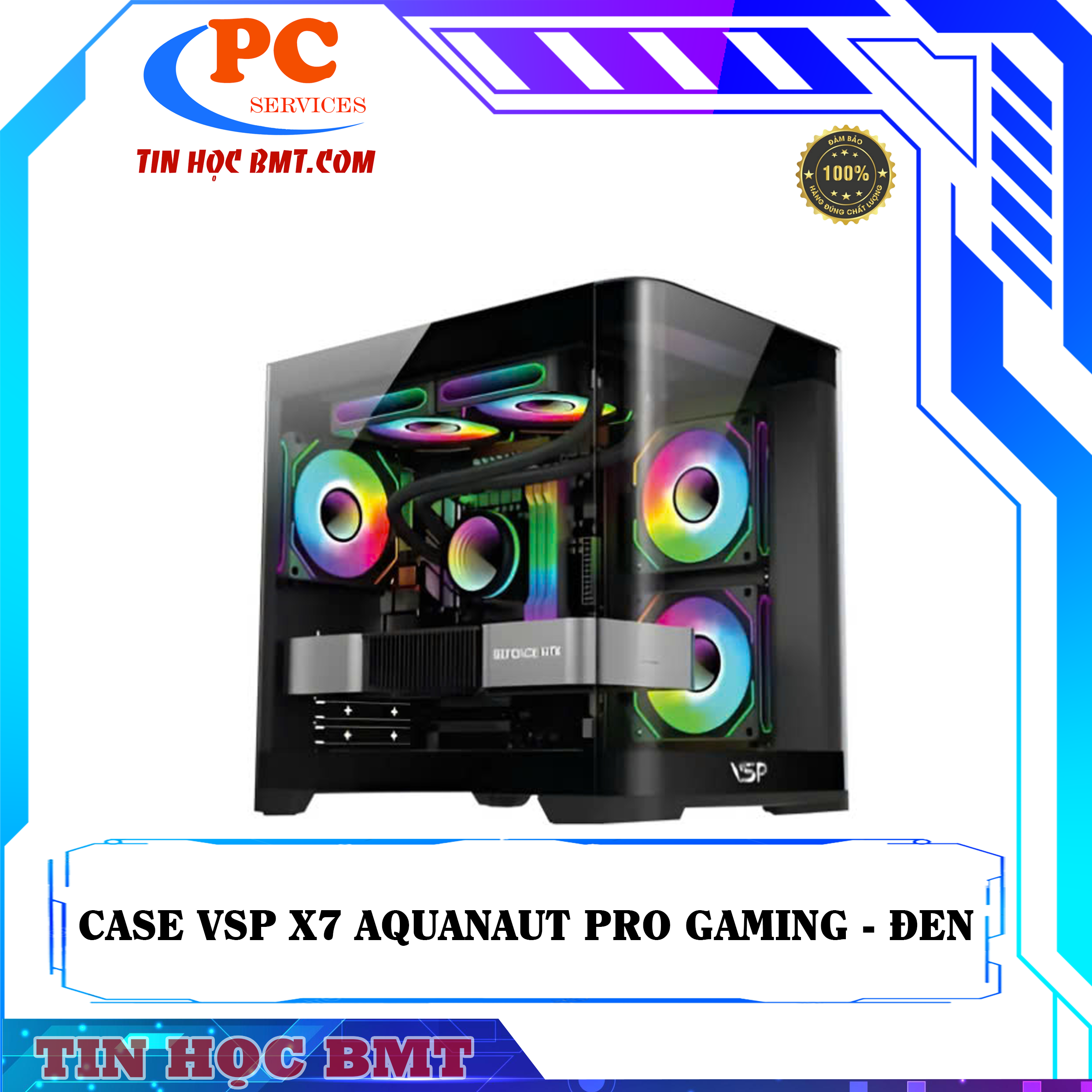 VỎ CASE MÁY TÍNH AQUANAUT PRO GAMING M-ATX X7 - ĐEN